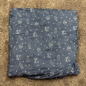 NWOT Standard Crib Navy Blue Fitted Sheet with airplane and star pattern